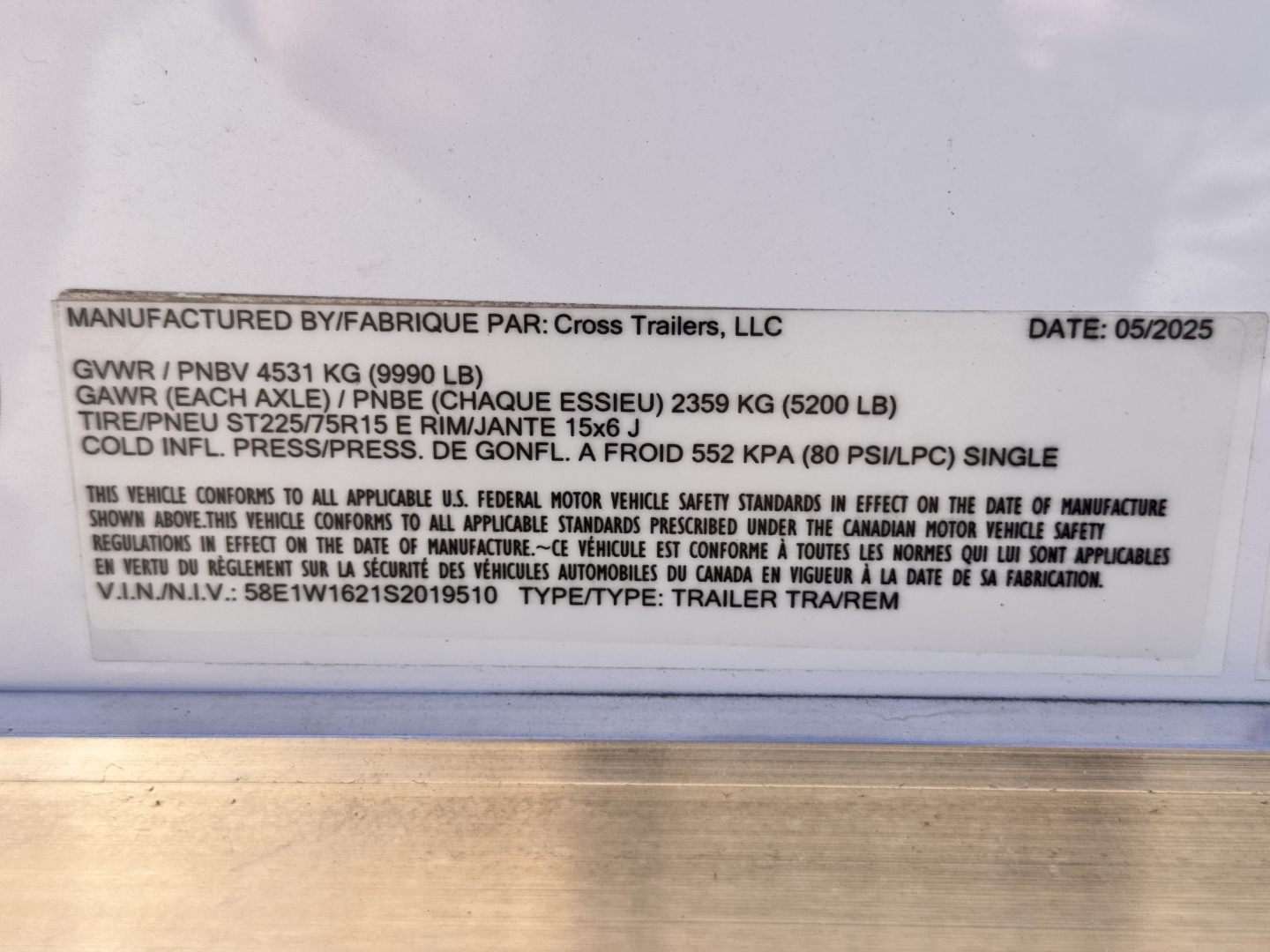 New 2025 Cross Trailers 7-16-1.5V Enclosed 10K ACP Panels