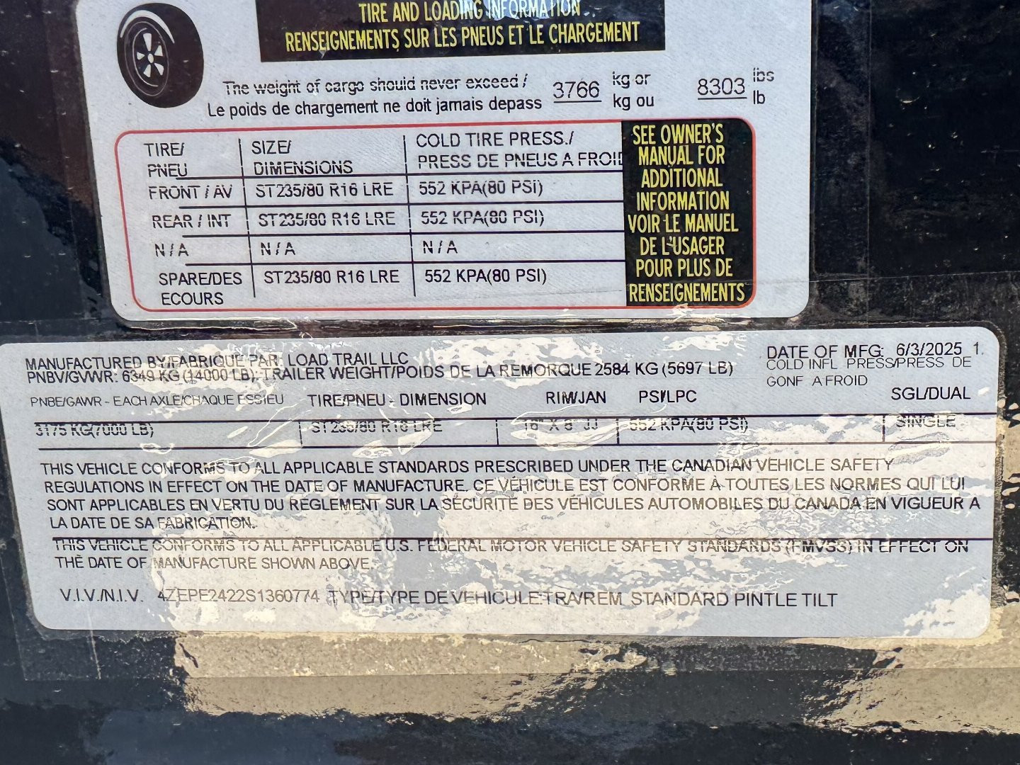 New 2025 Load Trail 8.5-24 Tilt Deck Deckover Equipment Hauler 14K GVWR