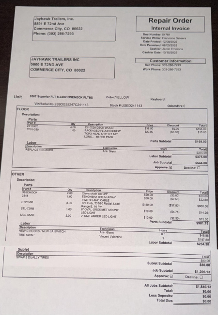 Used 2007 Superior Trailers 8-24GOOSENECK