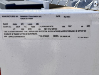 New 2025 Diamond T 8-16 Enclosed Contractor Trailer