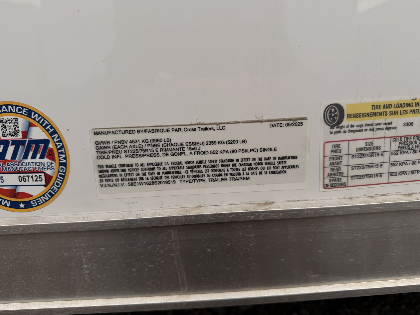 New 2025 Cross Trailers 7-16-1.5V Enclosed 10K ACP Panels