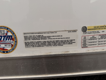 New 2025 Cross Trailers 7-16-1.5V Enclosed 10K ACP Panels