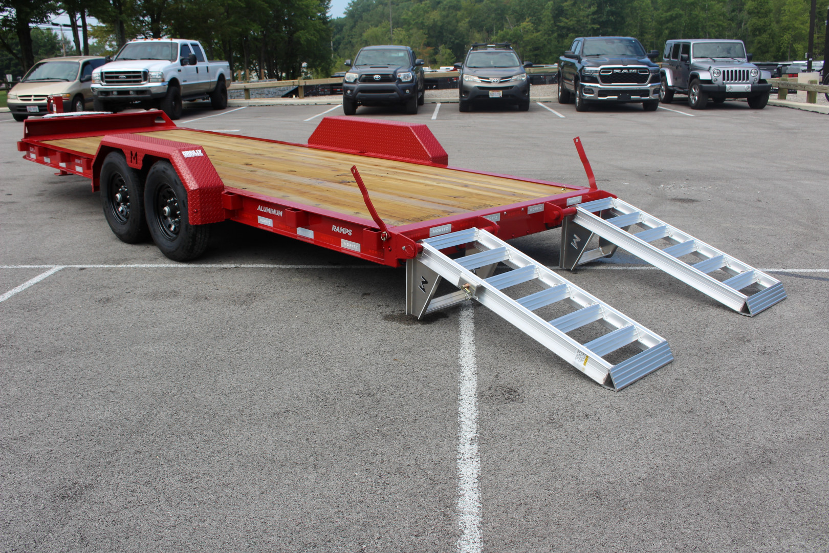 New 2025 Moritz ELBH 7' x 22' Low Pro - Aluminum Ramps - Equipment Trailer - 14000# GVW