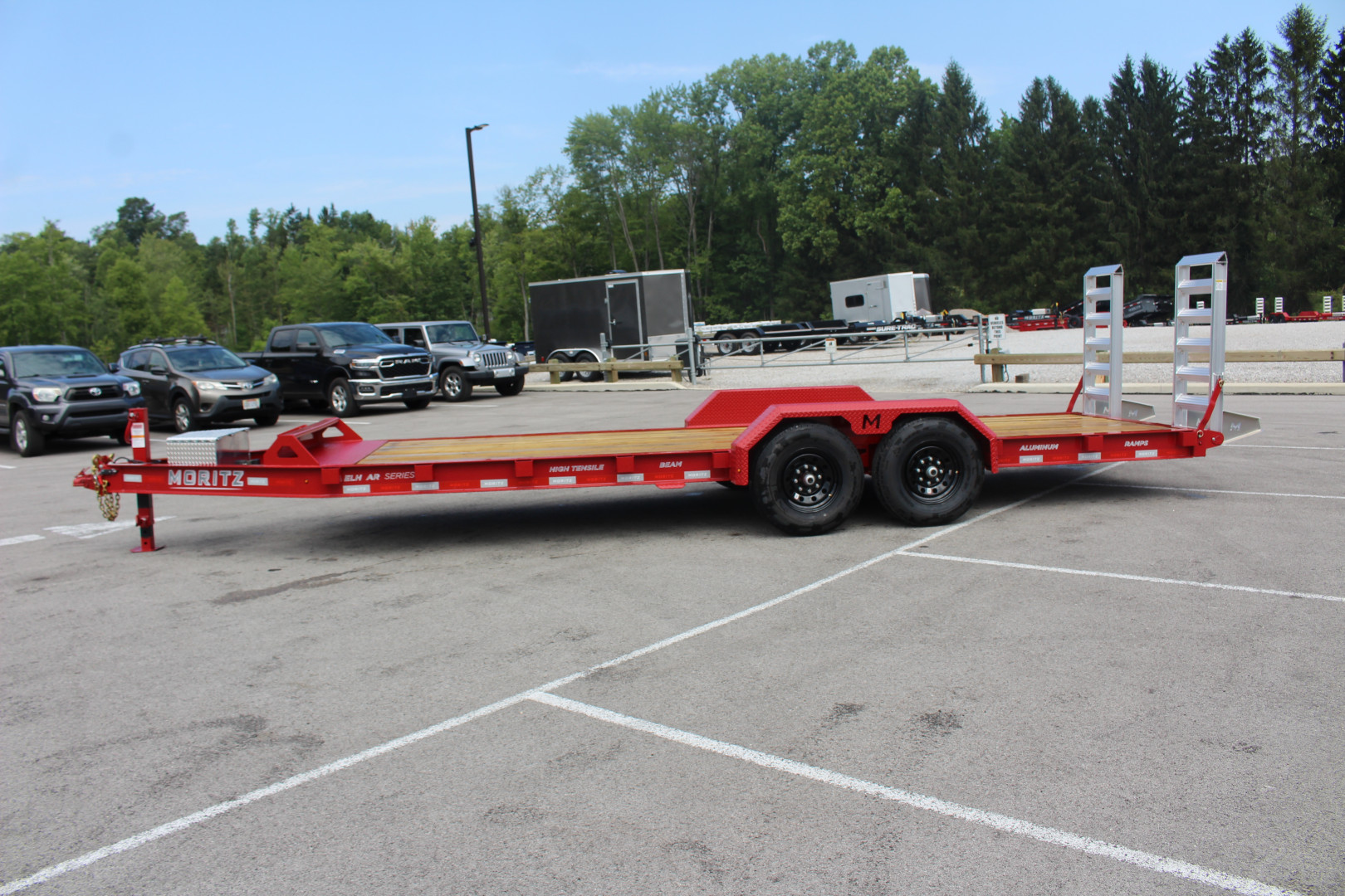 New 2025 Moritz ELBH 7' x 22' Low Pro - Aluminum Ramps - Equipment Trailer - 14000# GVW
