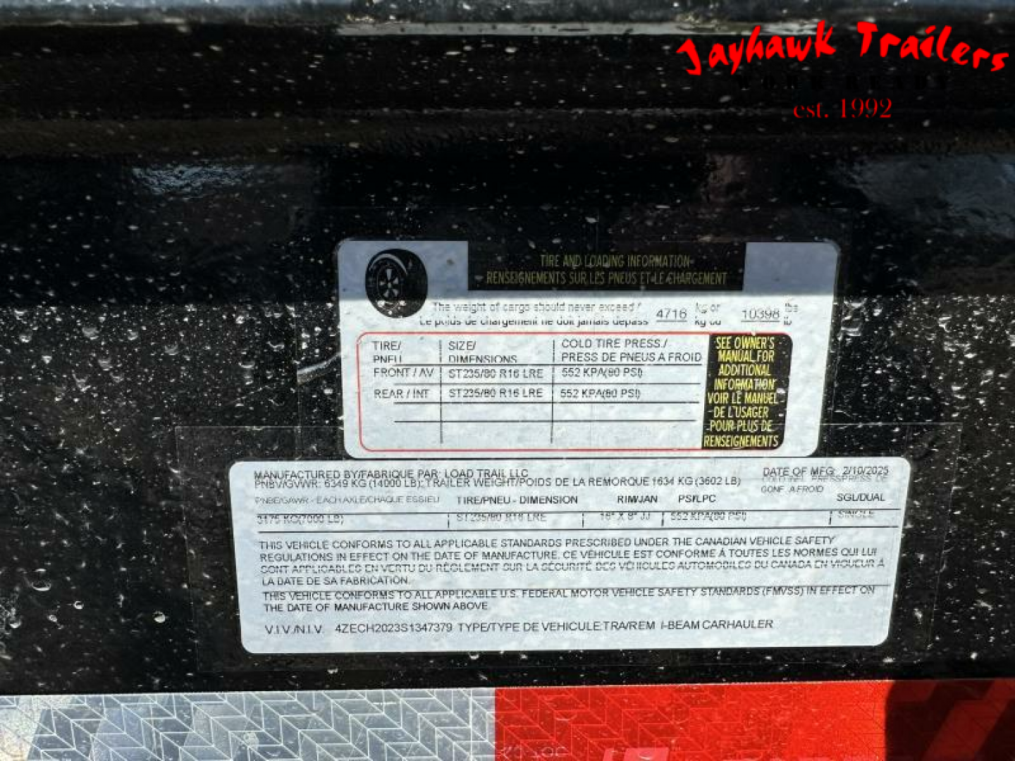New 2025 Load Trail 7-HD20 Equipment Hauler I-Beam W/ 3' Rub Rail 14K GVWR