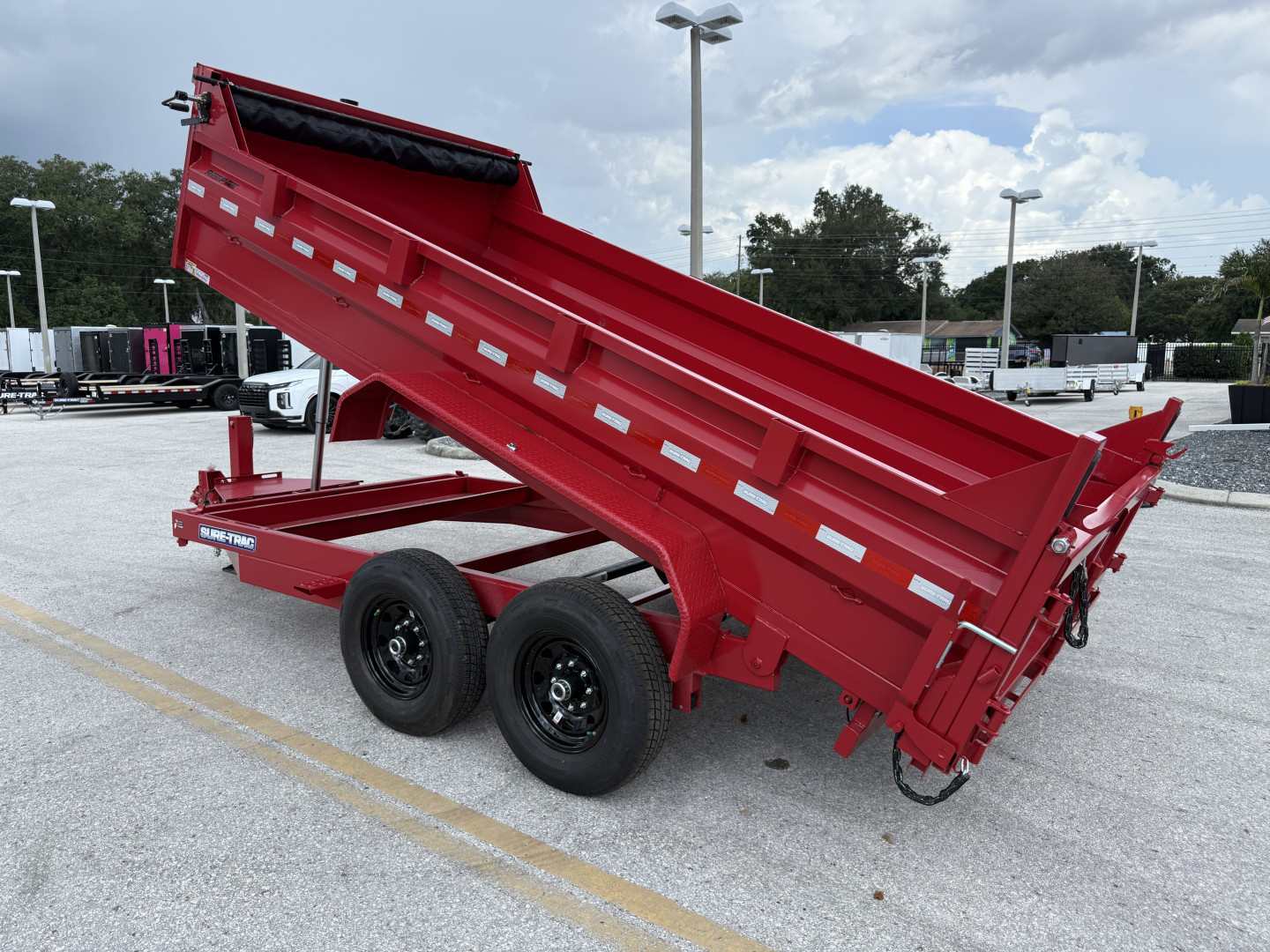 New 2026 Sure-Trac 7x14 Telescopic 14K W/ Hydraulic Jack Dump Trailer