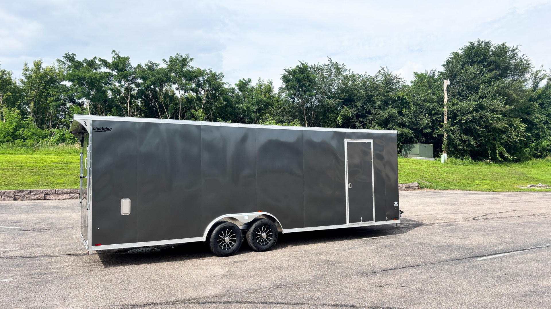 New Lightning 8.5x24 Enclosed Aluminum Car Hauler- Rear Ramp