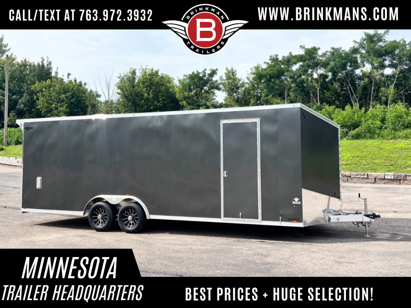 New Lightning 8.5x24 Enclosed Aluminum Car Hauler- Rear Ramp