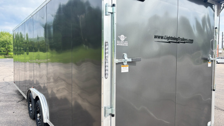 New Lightning 8.5x24 Enclosed Aluminum Car Hauler- Rear Ramp