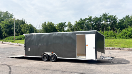 New Lightning 8.5x24 Enclosed Aluminum Car Hauler- Rear Ramp