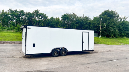 New Lightning 8.5x24 Enclosed Aluminum Car Hauler- Rear Ramp