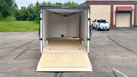 New Lightning 8.5x24 Enclosed Aluminum Car Hauler- Rear Ramp