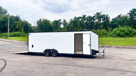 New Lightning 8.5x24 Enclosed Aluminum Car Hauler- Rear Ramp