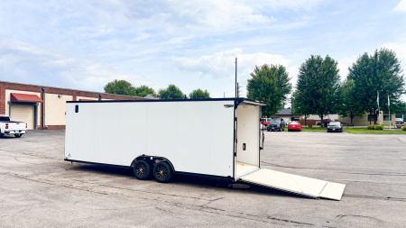 New Lightning 8.5x24 Enclosed Aluminum Car Hauler- Rear Ramp