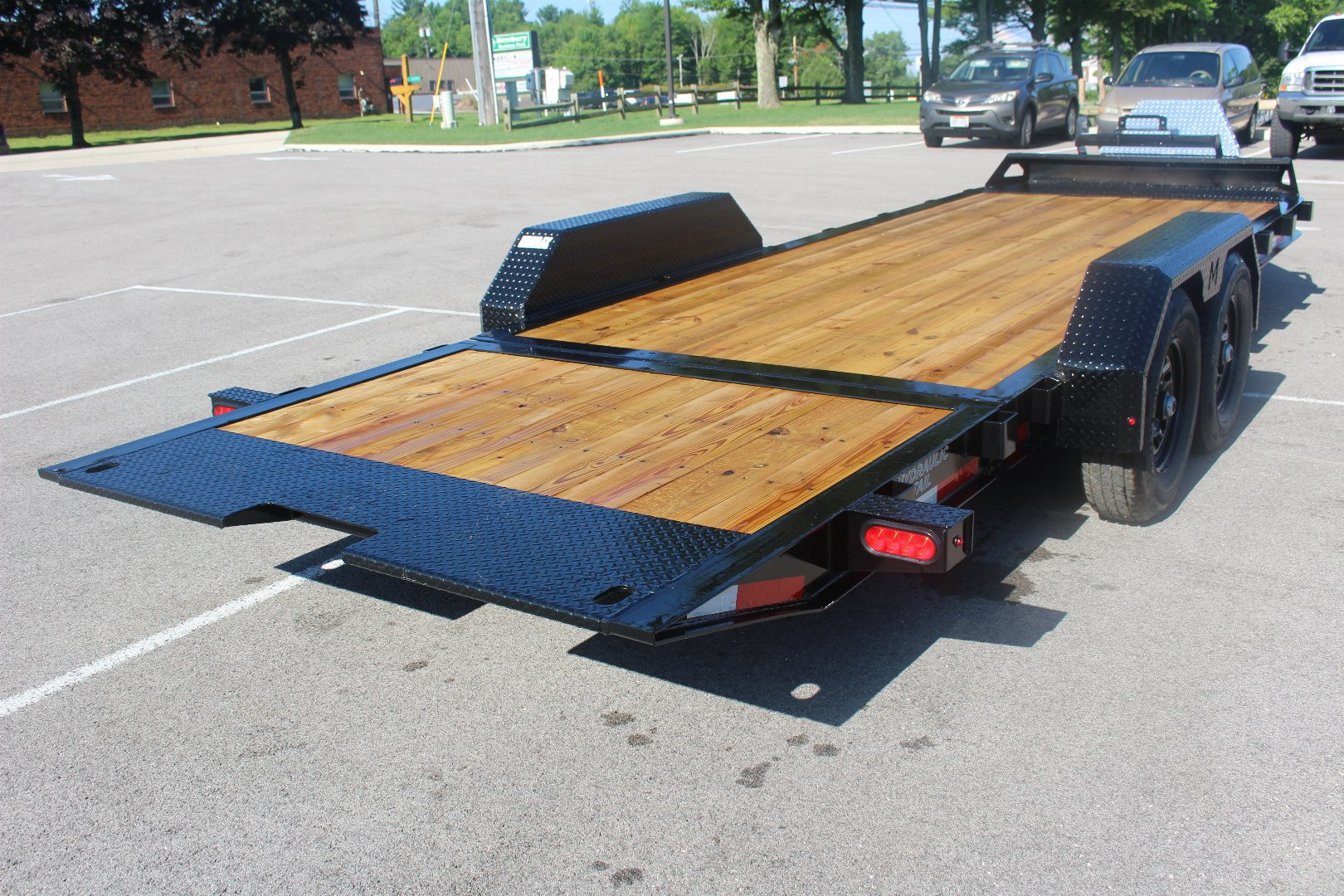 New 2025 Moritz 7' x 16' + 6' Low Pro - Hydraulic Power Tail - Equipment Trailer - 14000# GVW