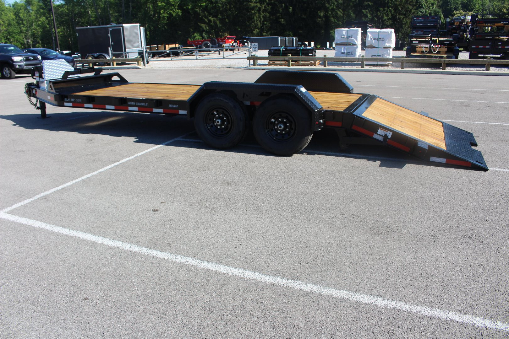 New 2025 Moritz 7' x 16' + 6' Low Pro - Hydraulic Power Tail - Equipment Trailer - 14000# GVW