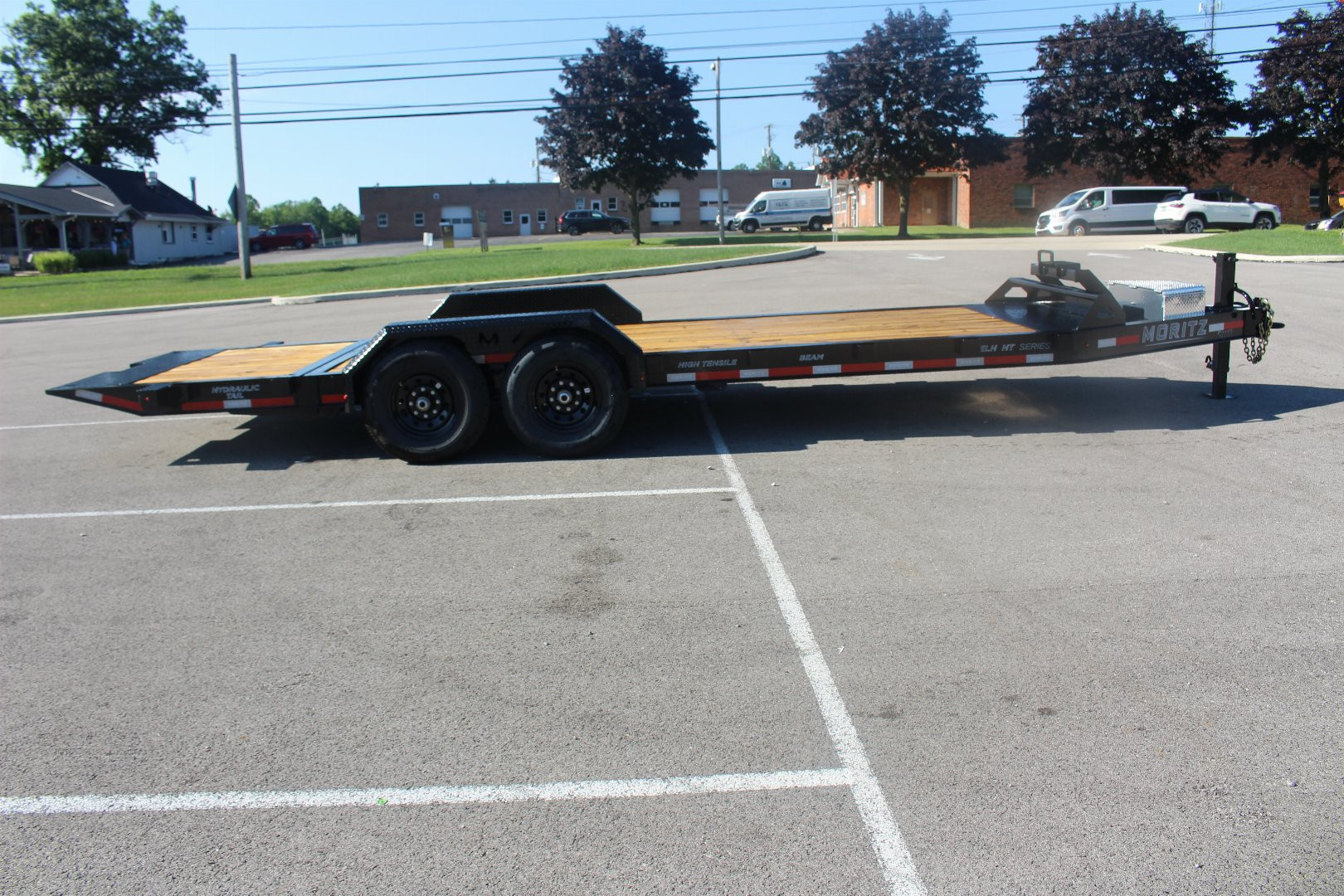 New 2025 Moritz 7' x 16' + 6' Low Pro - Hydraulic Power Tail - Equipment Trailer - 14000# GVW