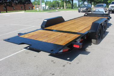 New 2025 Moritz 7' x 16' + 6' Low Pro - Hydraulic Power Tail - Equipment Trailer - 14000# GVW