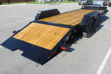 New 2025 Moritz 7' x 16' + 6' Low Pro - Hydraulic Power Tail - Equipment Trailer - 14000# GVW
