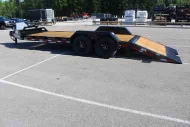 New 2025 Moritz 7' x 16' + 6' Low Pro - Hydraulic Power Tail - Equipment Trailer - 14000# GVW