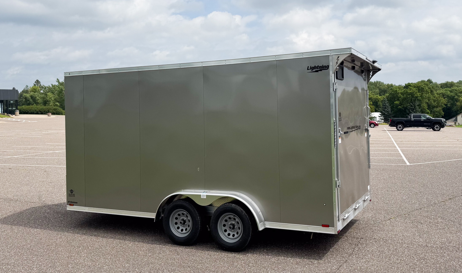 New Lightning 7.5x16 Aluminum Enclosed Trailer - Rear ramp door!