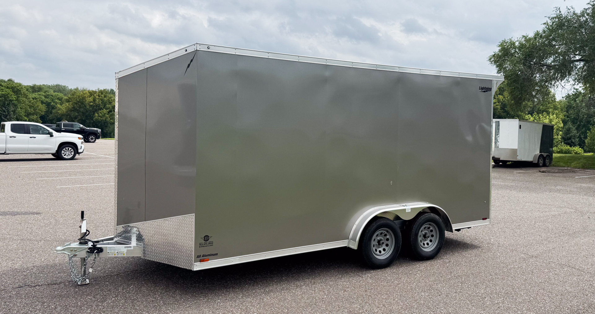 New Lightning 7.5x16 Aluminum Enclosed Trailer - Rear ramp door!