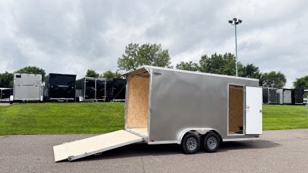 New Lightning 7.5x16 Aluminum Enclosed Trailer - Rear ramp door!