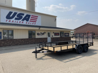 New 2025 AMO 82x16 Tandem Axle 2-Brake 7K Landscape Trailer