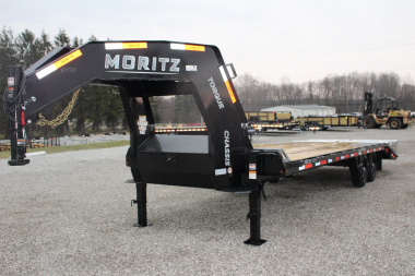 New 2025 Moritz FDGH DT 20' + 5' GOOSENECK Deckover Flatbed Trailer- Full Width Aluminum Ramps- 17900# GVW