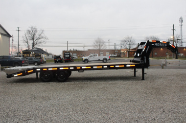 New 2025 Moritz FDGH DT 20' + 5' GOOSENECK Deckover Flatbed Trailer- Full Width Aluminum Ramps- 17900# GVW