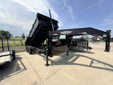 New 2026 H&H Black 83 x16' 14k Telescopic I-Beam Gooseneck Dump Trailer