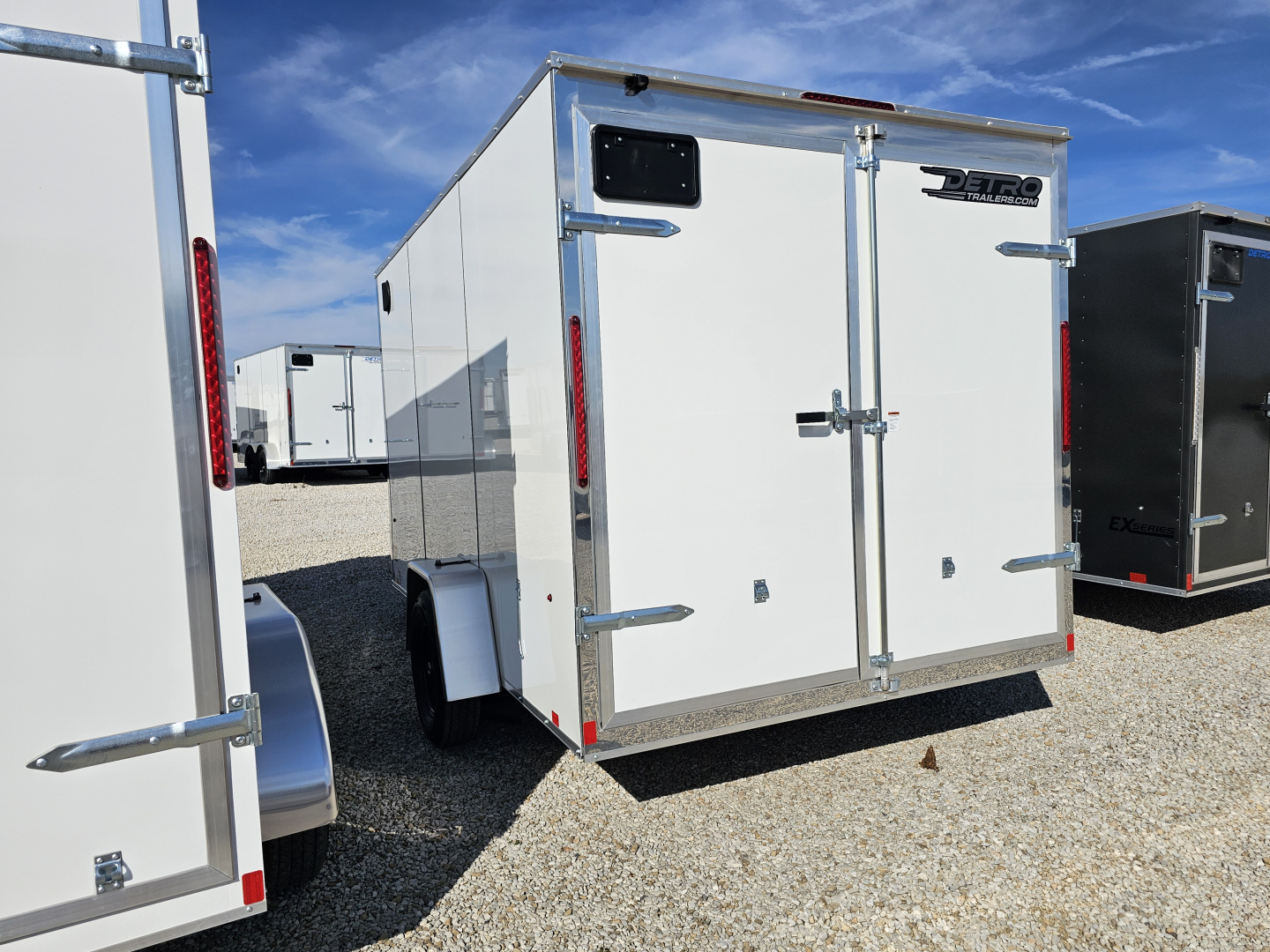 New 2026 Cargo Express EX DLX 7 x 12 3.5K Double Rear Door Flat Top V-Nose Cargo / Enclosed Trailer w/ Brakes