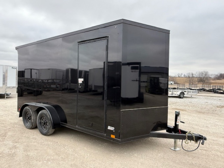 New 2026 Cross Blackout 7'x14' 7k Alpha Flat Top V-Nose Enclosed Cargo Trailer