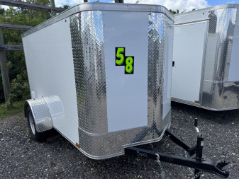 New 2026 Arising 5X8 Single Axle 3000 lb gvwr Cargo / Enclosed Trailer WITH WHITE .080 COMPOSITE EXTERIOR, REAR RAMP DOOR, 5FT INTERIOR HEIGHT, TUBULAR FRAME