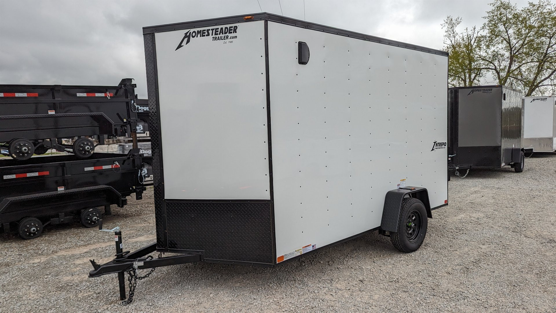 New 2026 Homesteader 7x12 Intrepid V-Nose Cargo Trailer w/ Ramp Door & BRAKES (84" INSIDE)