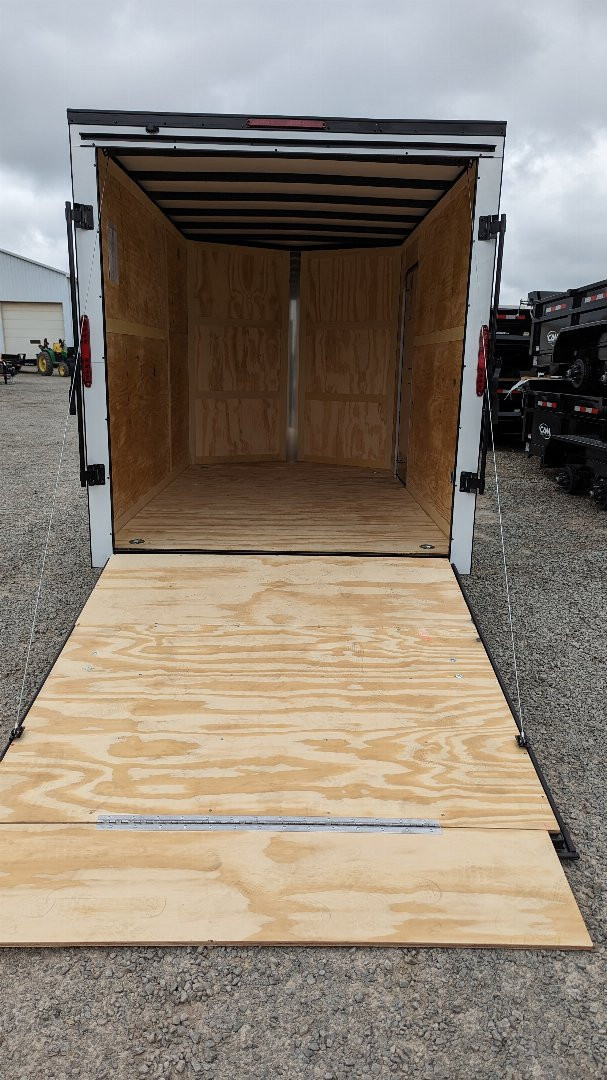 New 2026 Homesteader 7x12 Intrepid V-Nose Cargo Trailer w/ Ramp Door & BRAKES (84" INSIDE)