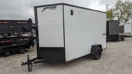 New 2026 Homesteader 7x12 Intrepid V-Nose Cargo Trailer w/ Ramp Door & BRAKES (84" INSIDE)