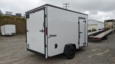 New 2026 Homesteader 7x12 Intrepid V-Nose Cargo Trailer w/ Ramp Door & BRAKES (84" INSIDE)