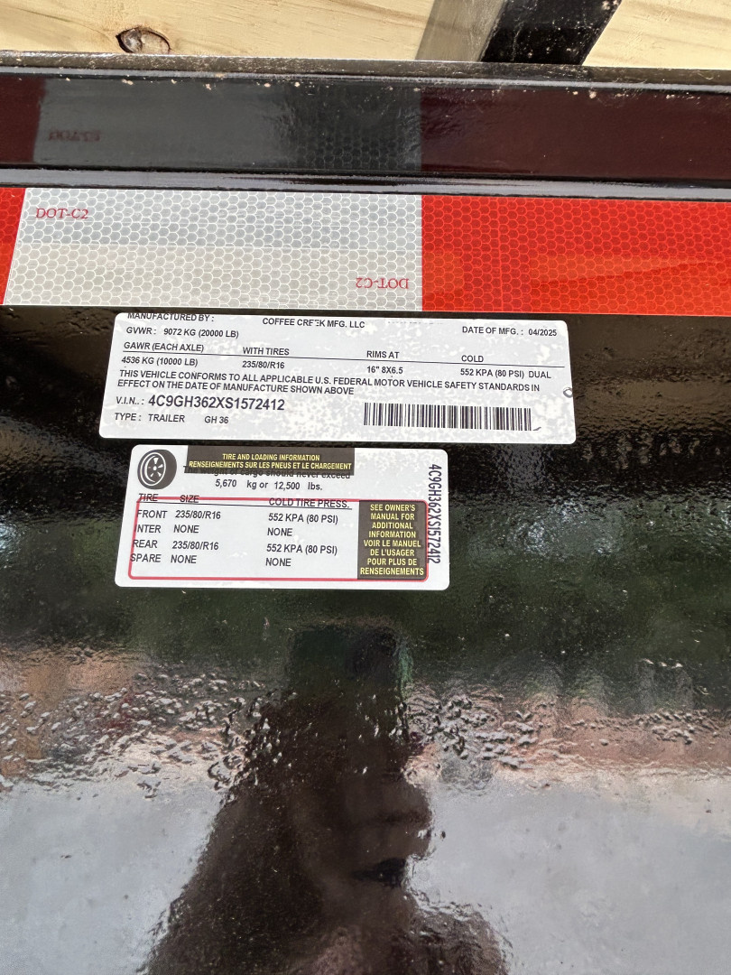 New 2025 Coffee Creek MFG GH 102”x36’ Dual Axle Deckover Trailer