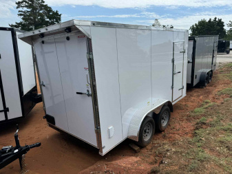 New 2025 Family Trailer 7x14 Tandem Axles Cargo / Enclosed Trailer-Screwless Exterior-Rear Spoiler