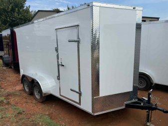 New 2025 Family Trailer 7x14 Tandem Axles Cargo / Enclosed Trailer-Screwless Exterior-Rear Spoiler