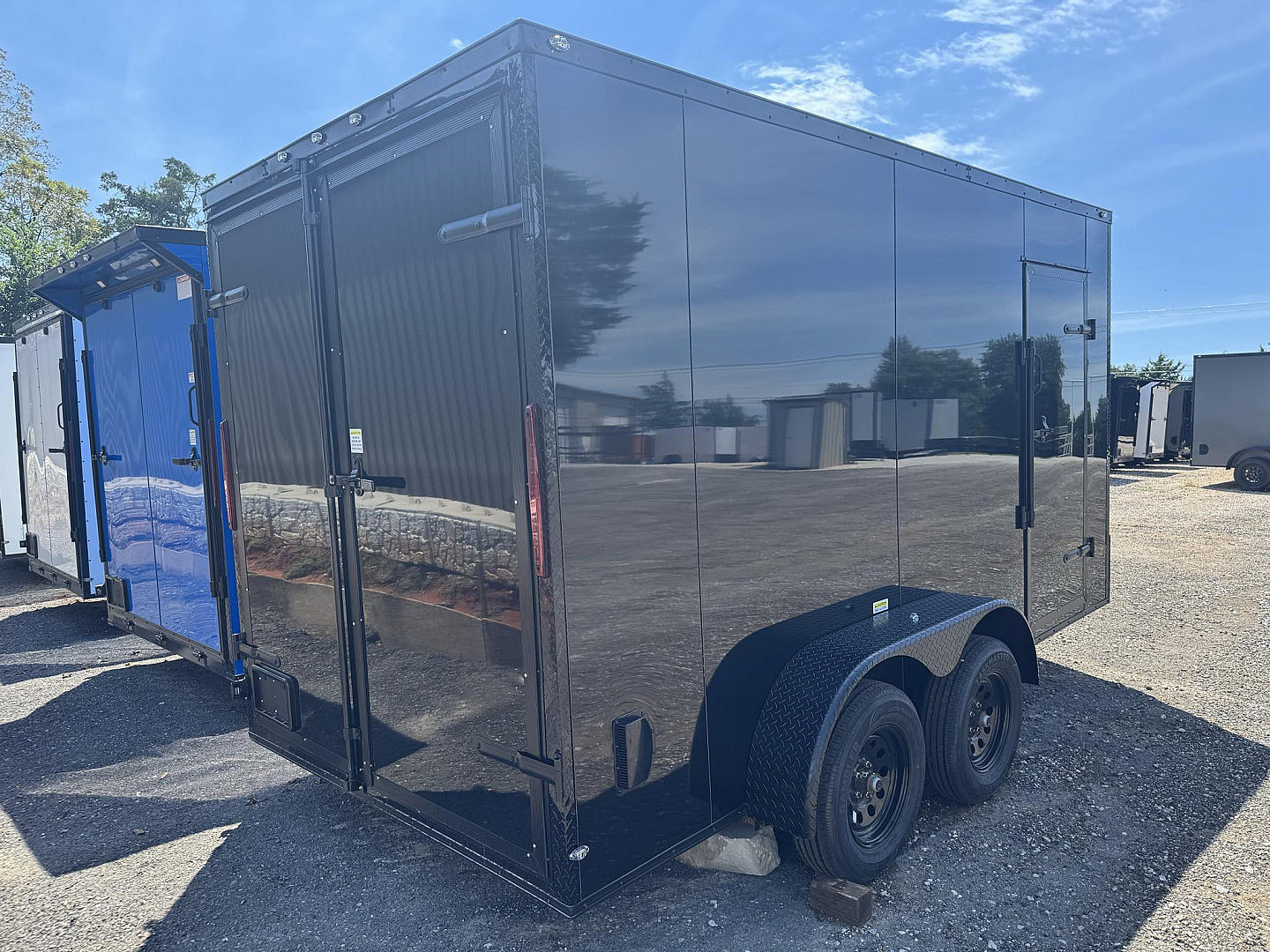 New 2025 Family Trailer 7x14 Tandem Axles Cargo / Enclosed Trailer-Screwless Exterior-Blackout Pkg - FOLDING BARN DOORS