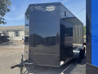 New 2025 Family Trailer 7x14 Tandem Axles Cargo / Enclosed Trailer-Screwless Exterior-Blackout Pkg - FOLDING BARN DOORS
