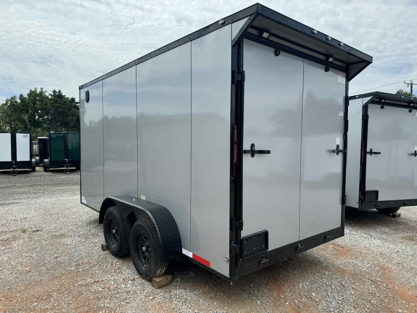 New 2025 Family Trailer 7x14 Tandem Axles Cargo / Enclosed Trailer-Screwless Exterior-Blackout Pkg-Rear Spoiler