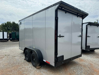 New 2025 Family Trailer 7x14 Tandem Axles Cargo / Enclosed Trailer-Screwless Exterior-Blackout Pkg-Rear Spoiler