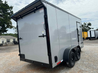 New 2025 Family Trailer 7x14 Tandem Axles Cargo / Enclosed Trailer-Screwless Exterior-Blackout Pkg-Rear Spoiler