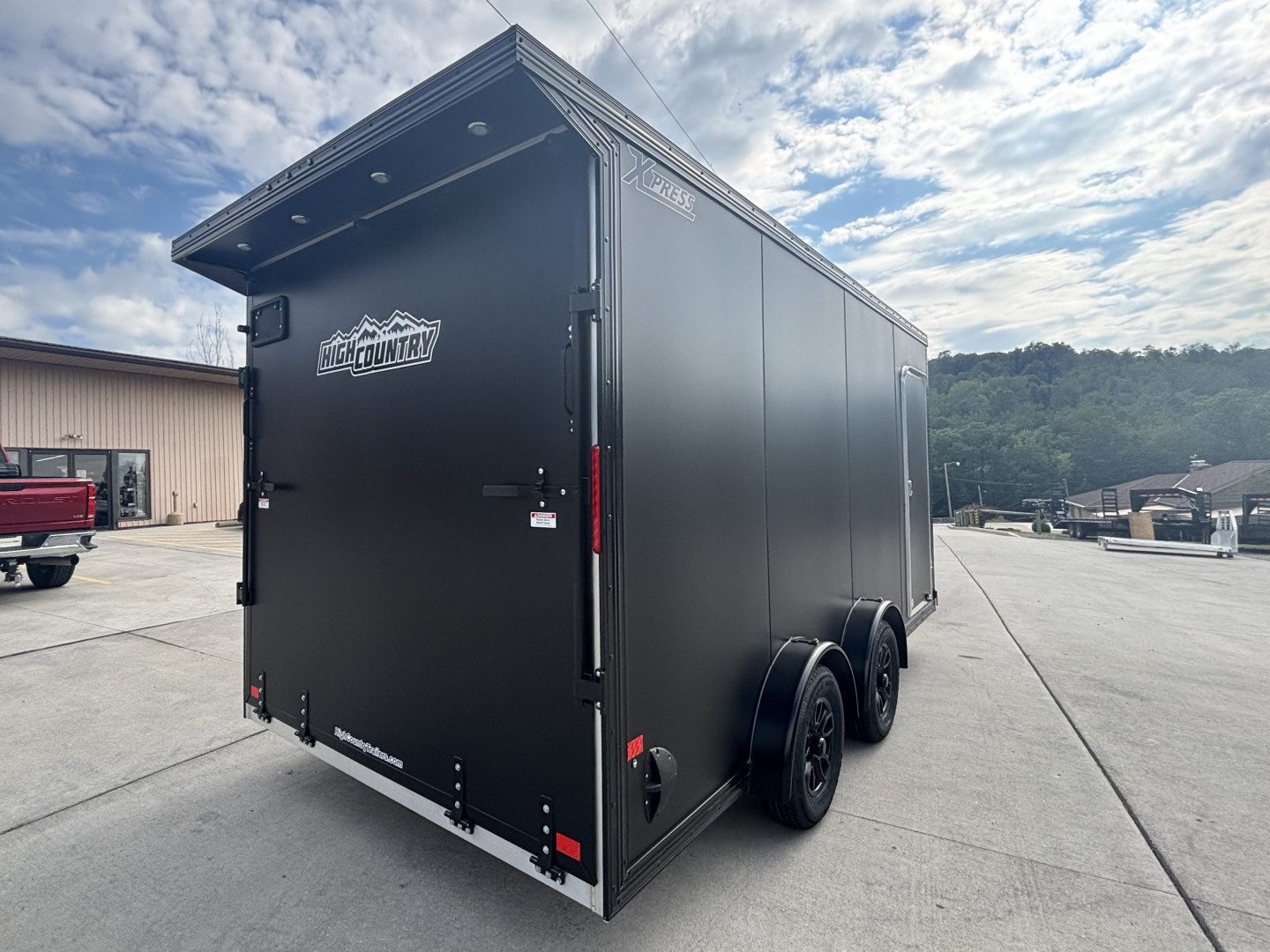 New 2026 Xpress High Country Trailers 7.5x16 Enclosed SXS / UTV Trailer - (V-Nose) - Black Out Package - Spread Axles - w/ Ramp - 7000# GVWR