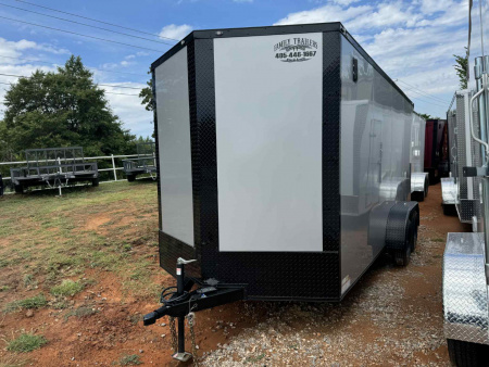 New 2025 Family Trailer 7x16 Tandem Axle Cargo / Enclosed Trailer-Screwless Exterior-Blackout Pkg- Rear Spoiler