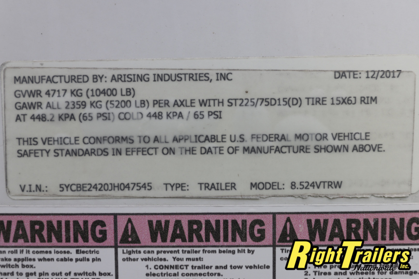 Used 2018 8.5X24 Arising Race Trailer