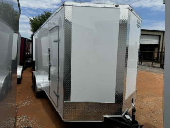New 2025 Family Trailer 7x16 Tandem Axles Cargo / Enclosed Trailer-Screwless Exterior-Rear Spoiler